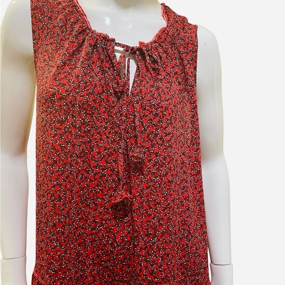 Max Studio Red Floral Print Tiered Sleeveless Flowy Tiered Shift Sundress Size 8 - Picture 11 of 16